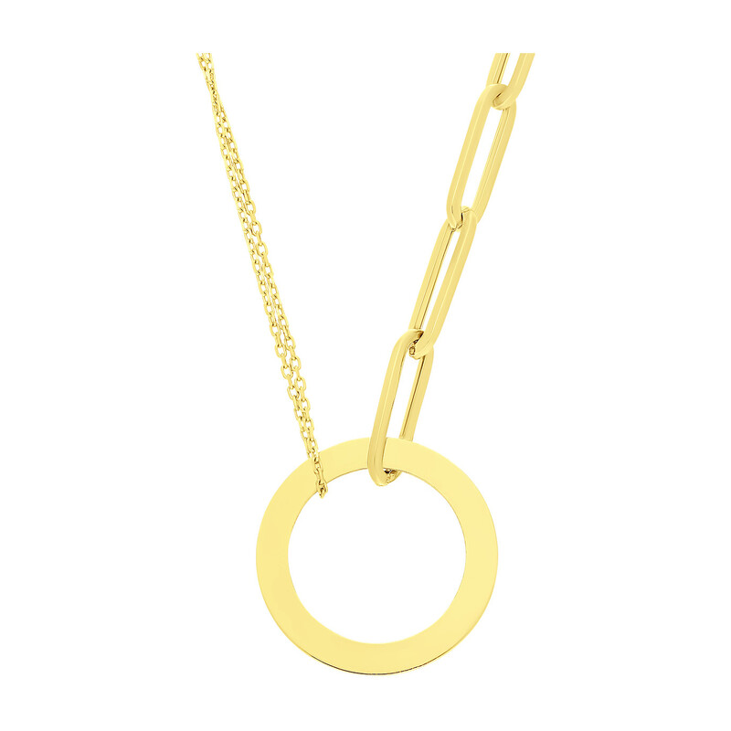 Naszyjnik złoty puste kółko na rolo i anker long LP 74U28-B0040-N-Y próba 585