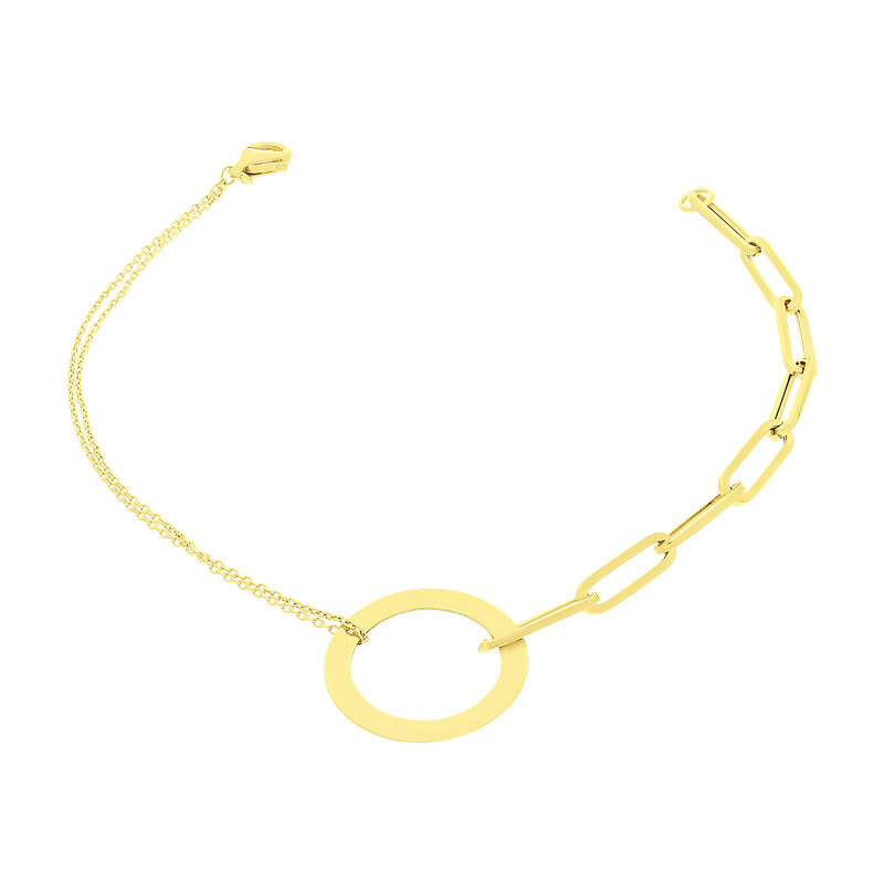 Bransoleta złota puste kółko na rolo i anker long LP 74U28-B0040-Y próba 585