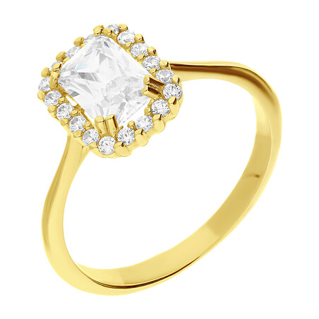 Pierścionek złoty z prostokątną cyrkonią OS 96-3049 ZIR próba 585