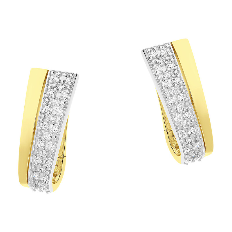 Kolczyki złote wachlarz z białymi cyrkoniami/ang.zap. OS 96-H048-PA próba 585