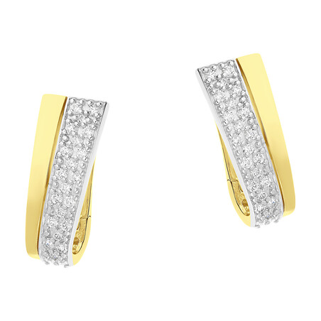 Kolczyki złote wachlarz z białymi cyrkoniami/ang.zap. OS 96-H048-PA próba 585