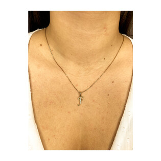 Literka złota F z cyrkoniami nr ZQ ZQF cyrkonie, próba 585