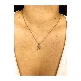 Literka złota N z cyrkoniami nr ZQ ZQN cyrkonie, próba 585