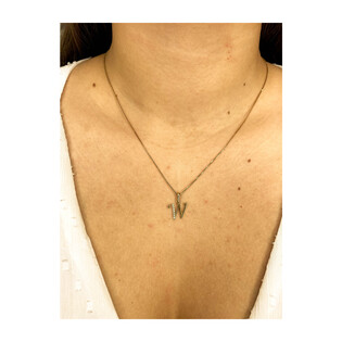 Literka złota W z cyrkoniami nr ZQ ZQW cyrkonie, próba 585