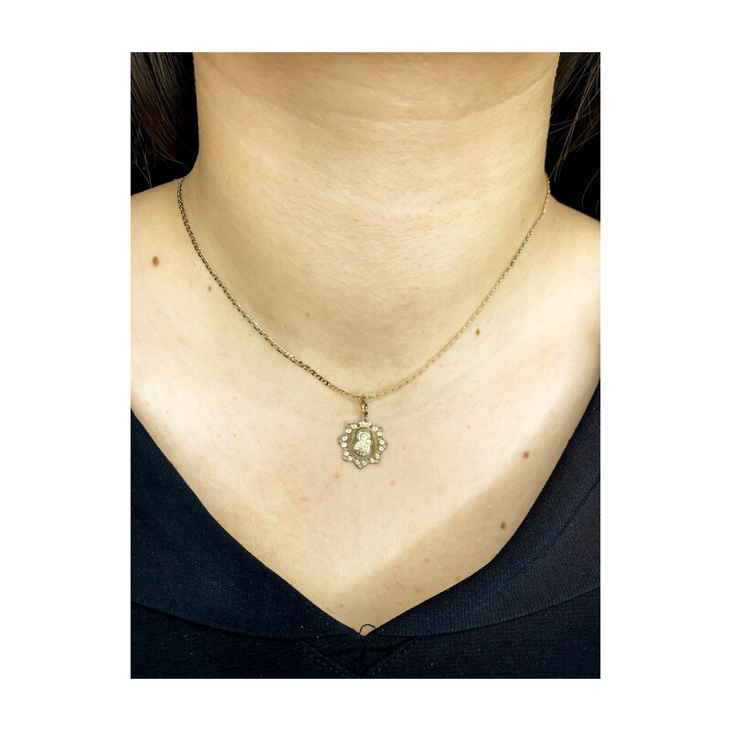 Medalik złoty z Matką Częstochowską w kwiatku  CB M-1253 próba 585