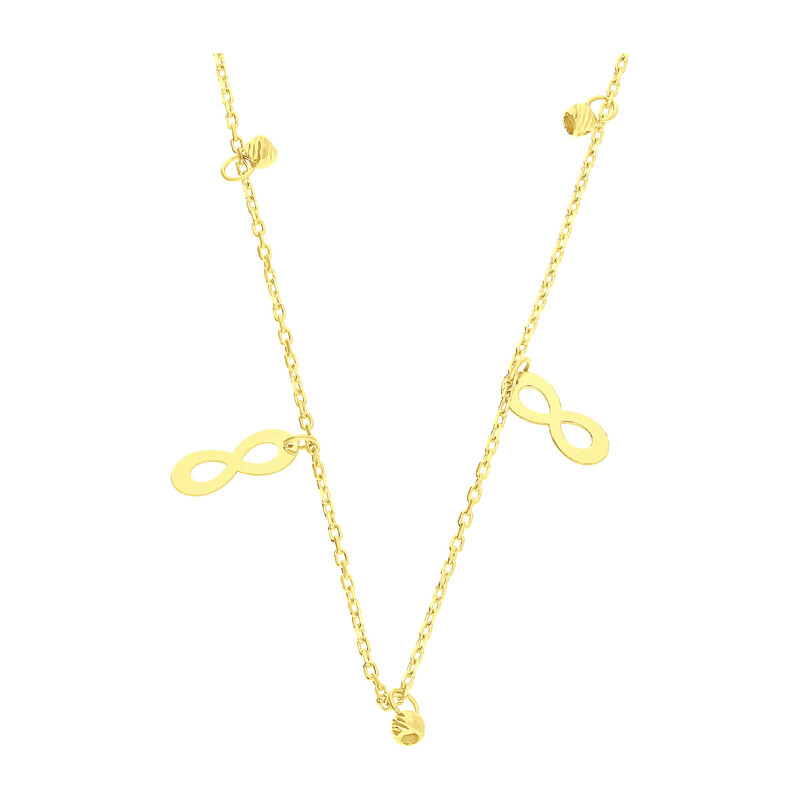 Naszyjnik złoty infinity i grawerowane kulki/rolo LP 74U28-B0189-N-Y próba 375