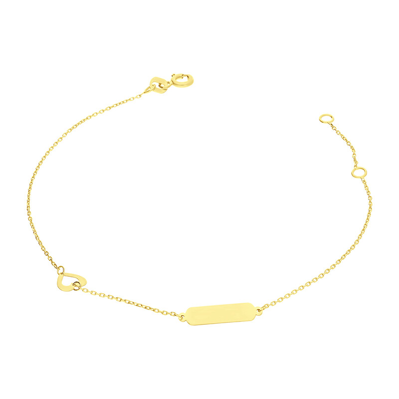 Bransoleta złota z prostokątną blaszką i sercem/rolo MZ T5-B-HYL-431Y próba 375