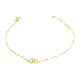 Bransoleta złota dwa połączone serca/rolo MZ T5-MS-B-0217-14-YW-CZ próba 375