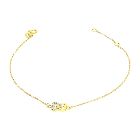 Bransoleta złota dwa połączone serca/rolo MZ T5-MS-B-0217-14-YW-CZ próba 375