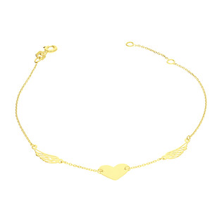 Bransoletka złota serce blask i ażurowe skrzydła