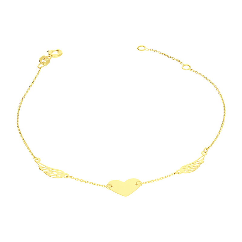 Bransoleta złota serce blask i ażurowe skrzydła/rolo MZ T23-B-26-LZ-10mm próba 375