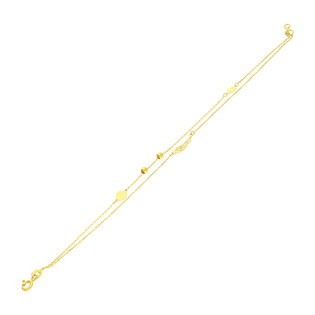 Bransoletka złota ażurowe skrzydło z kulkami gładkimi i blaszkami w kształcie koła