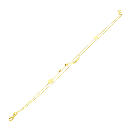 Bransoletka złota ażurowe skrzydło z kulkami gładkimi i blaszkami w kształcie koła