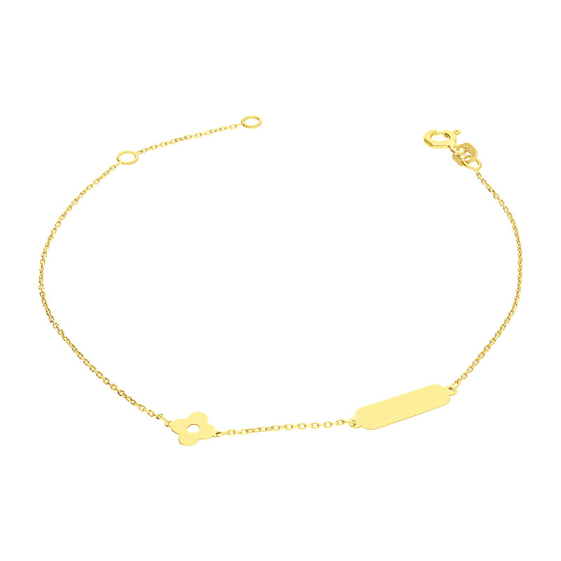 Bransoleta złota gładka blaszka i kwiatek/rolo  MZ T23-B-PAN-39 próba 585