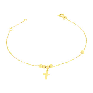 Bransoleta złota wiszący krzyżyk i kulki/rolo  MZ T23-B-PAN-16 próba 585