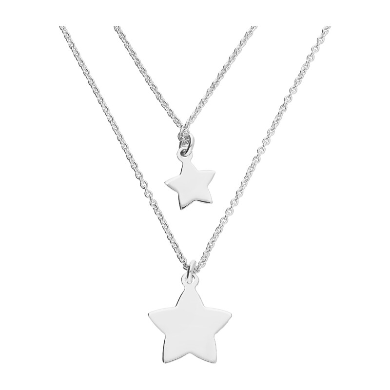 Naszyjnik srebrny podwójny z gwiazdkami blask/anker NI GIA10270 ROD próba 925