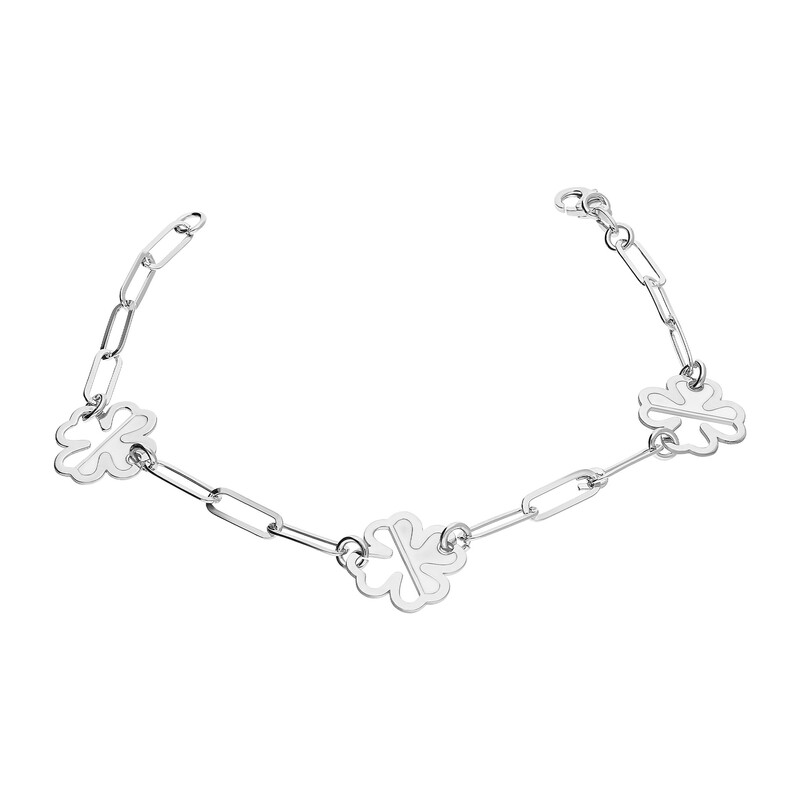 Bransoleta srebrna koniczynki z połową z emalii/anker long NI XBR09545 ROD próba 925