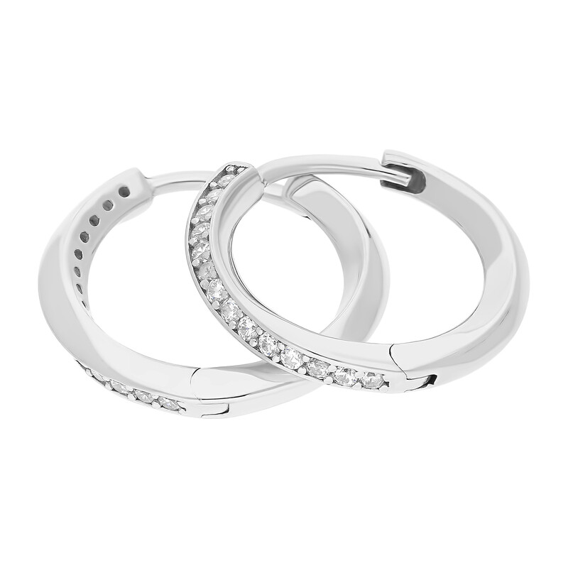 Kolczyki srebrne kółka 15 mm z cyrkoniami OL OKP148 próba 925