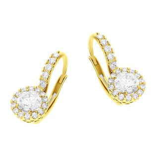 Kolczyki złote z okrągłą cyrkonią/big.zam. OS 96-5328 próba 585