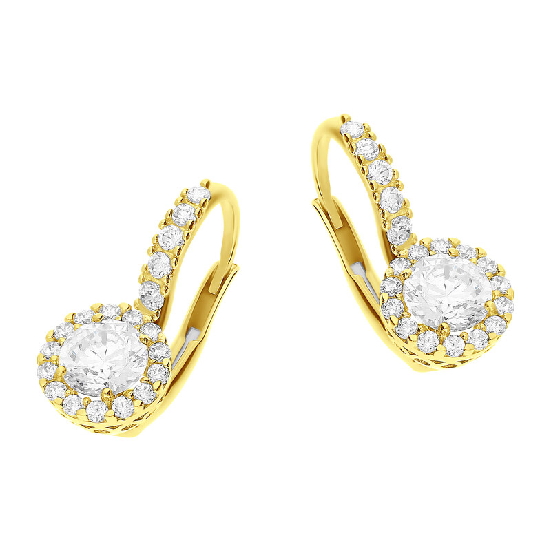 Kolczyki złote z okrągłą cyrkonią/big.zam. OS 96-5328 próba 585