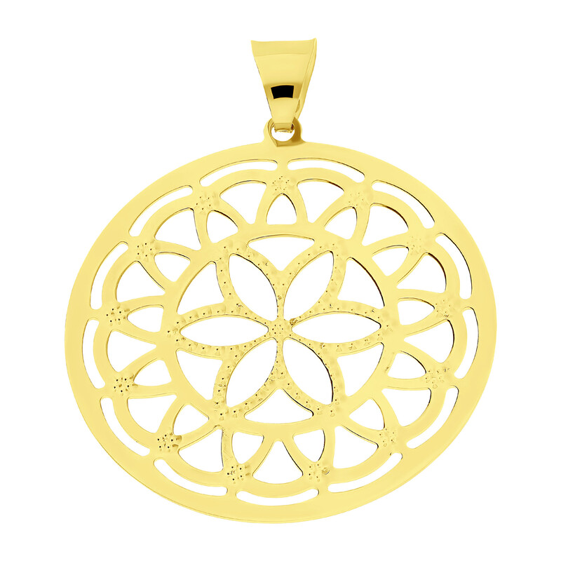 Zawieszka złota kwiat w ażurowym kole OS 129-L177-NEW próba 585