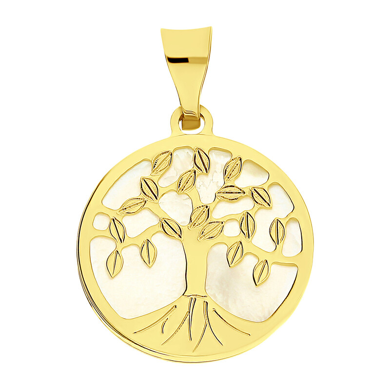 Zawieszka złota drzewko w kółku z masą perłową OS 129-LP16 próba 585
