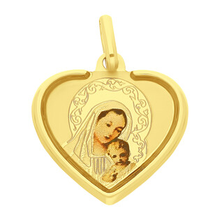 Medalik złoty z Matką Boską z Dzieciątkiem w sercu OS 204-IC83-18 emalia próba 585