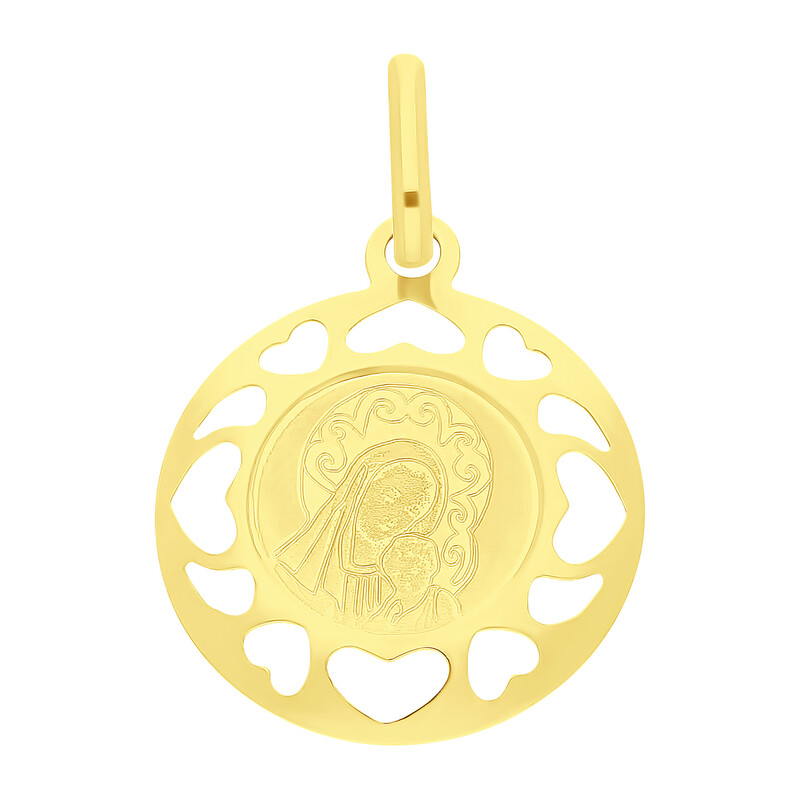 Medalik złoty z Matką Boską z Dzieciątkiem w ażurowym kole OS 204-IP80-39 laser próba 585