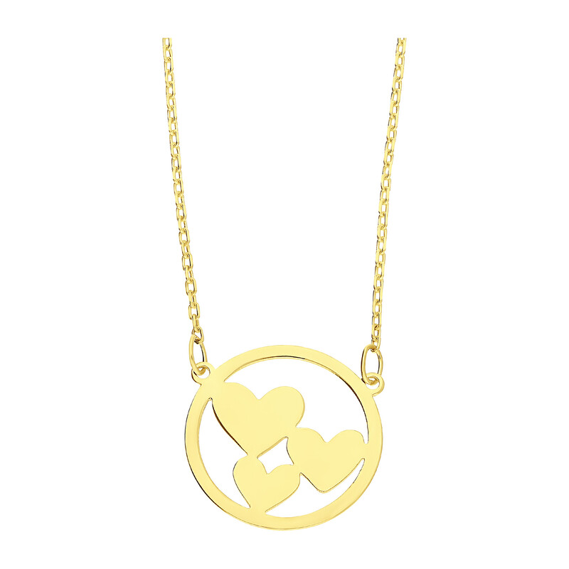 Naszyjnik złoty trzy serca w kółku/anker  OS 249-11470-1-CL próba 585