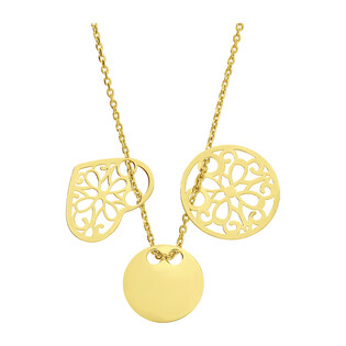 Naszyjnik pozłacany gładkie kółko, serce i kółko ornament PW 017 serce+kółko x2 GOLD próba 925