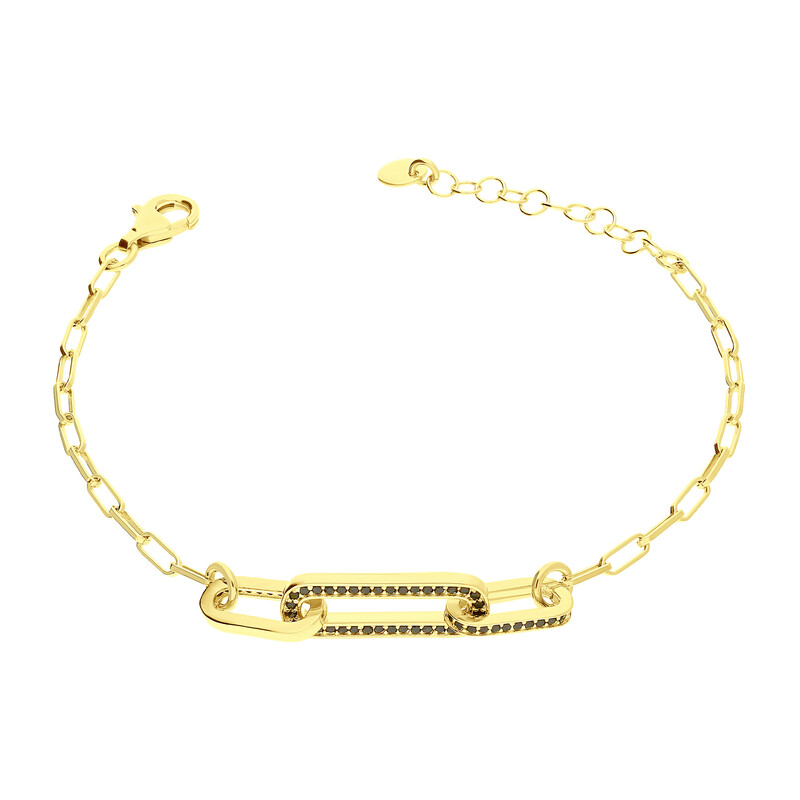 Bransoleta pozłacana CHARMING z prostokątami z czarnymi cyrkoniami PW375-1 GOLD czarny próba 925