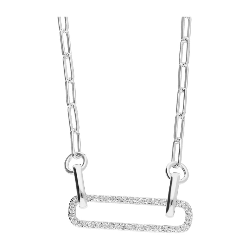 Naszyjnik srebrny CHARMING prostokąt z cyrkoniami/anker long  PW375 próba 925