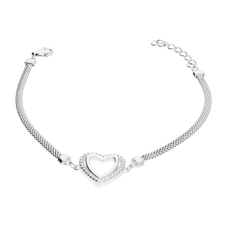 Bransoleta srebrna serce z cyrkoniami PW419 próba 925