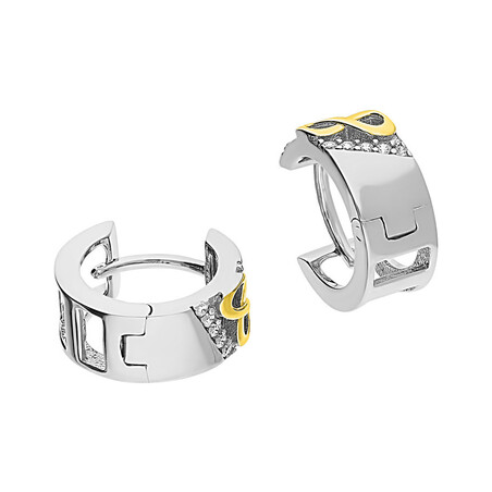 Kolczyki srebrne kółka z infinity z cyrkoniami/zatrzask OL OKP509 GOLD próba 925