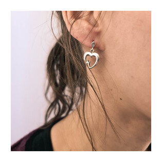 Kolczyki srebrne serce ramka z cyrkonią/sztyft UN 773 oksyda próba 925