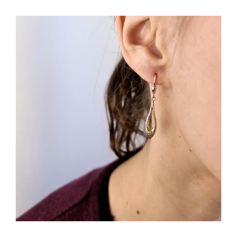 Kolczyki złote pusta kropla grawerowana/big.zam. AR XDCNCWSE4935-1 próba 375