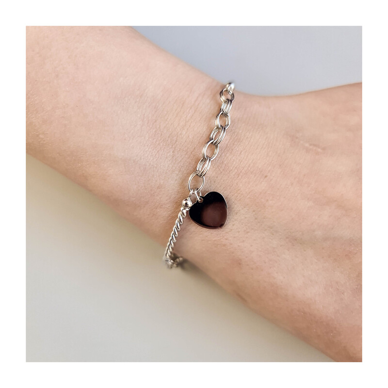 Bransoleta serce TF+pałki zawijane+rolo/ank AT-367 próba 925