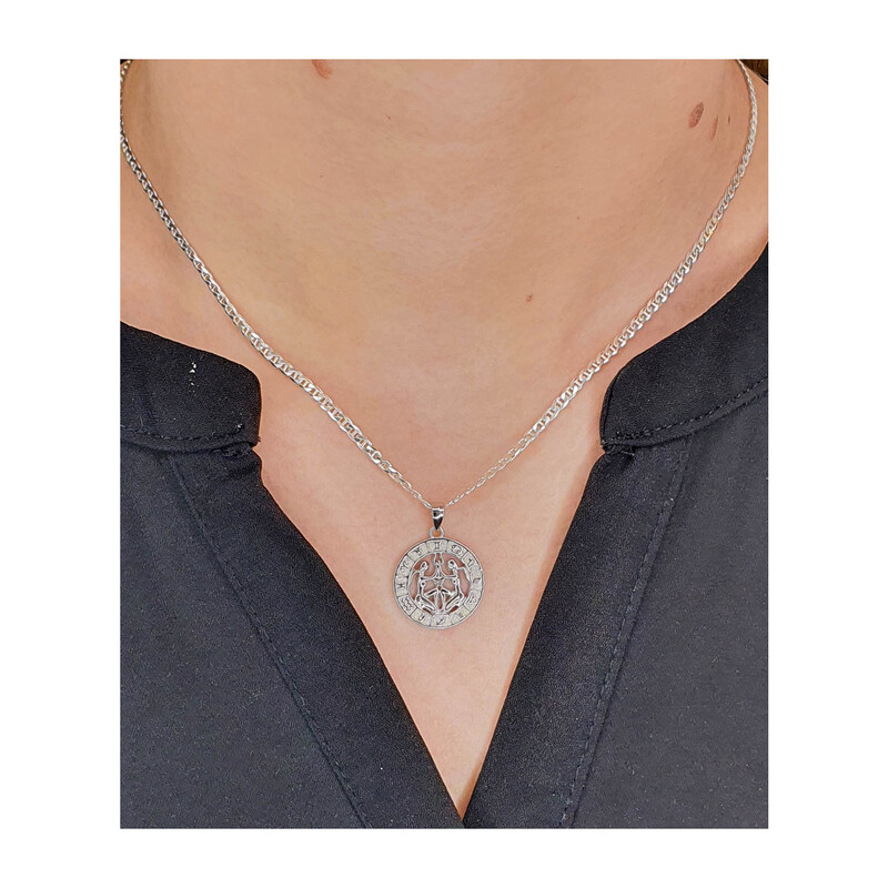 Zodiak srebrny bliźnięta w kółku AT370 bliźnięta próba 925