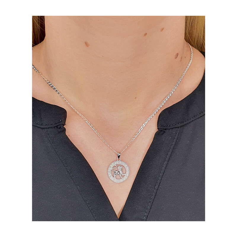 Zodiak srebrny lew w kółku AT370 lew próba 925