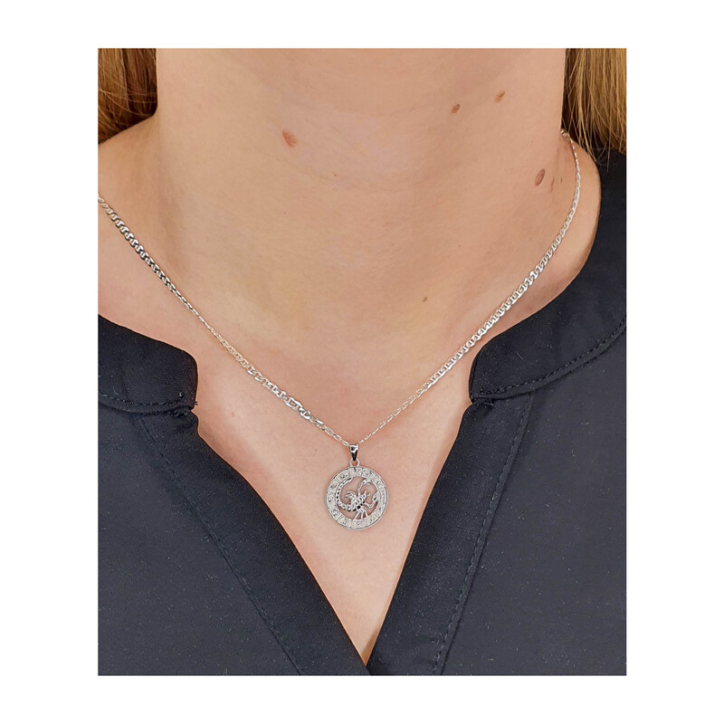 Zodiak srebrny skorpion w kółku AT370 skorpion próba 925