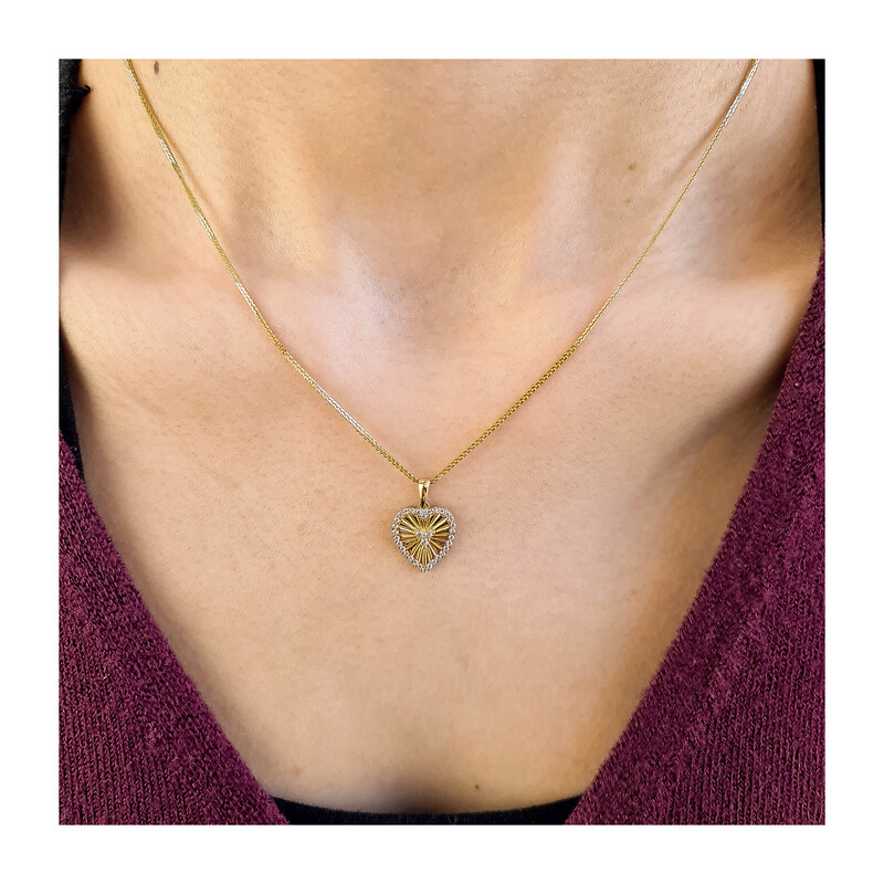 Serduszko złote z cyrkoniami i promieniami MZ T23-P-1411-YW-CZ próba 585