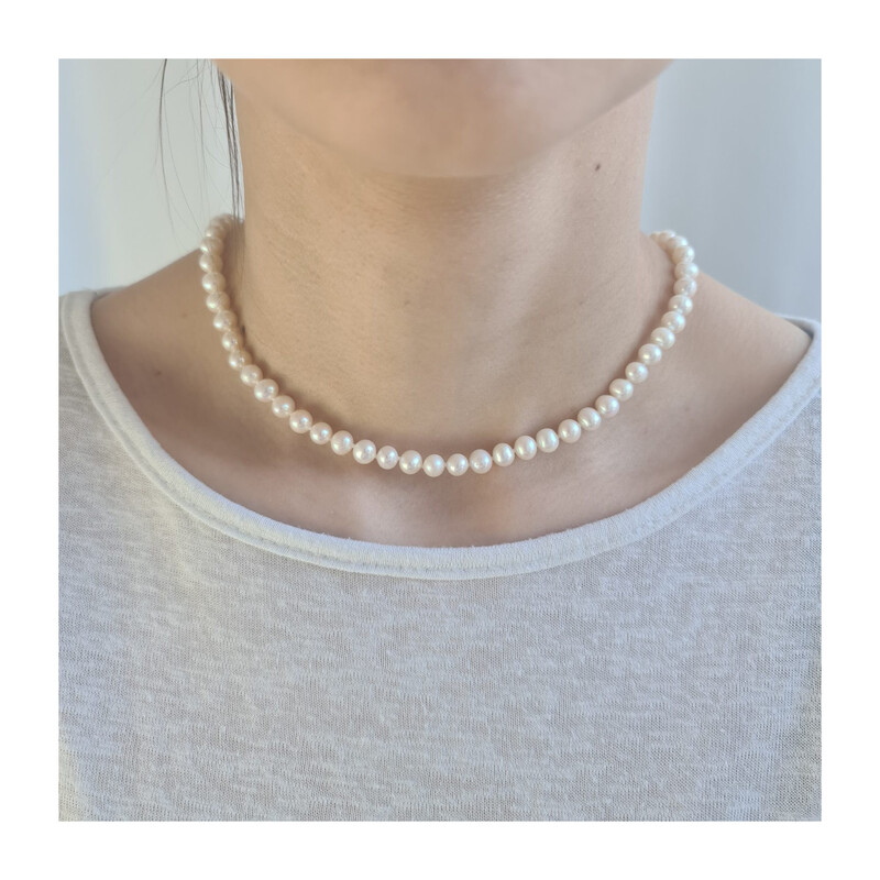 Naszyjnik srebrny z perłami hodowanymi 6-7 mm AG AX C-BZII 6-7B-SVK11 próba 925