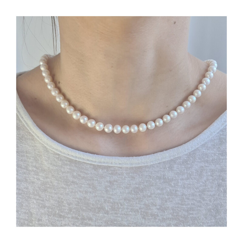 Naszyjnik srebrny hodowane białe perły  AG AX P-BZII 5-6B-SVK11 próba 925