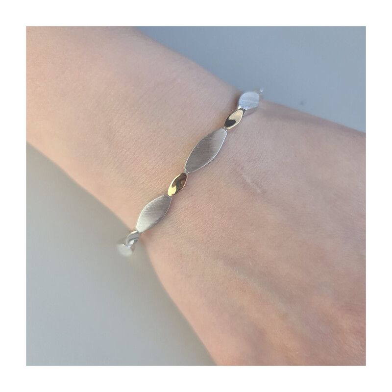 Bransoleta srebrna matowe i pozłacane owale OL RTB338 GOLD próba 925