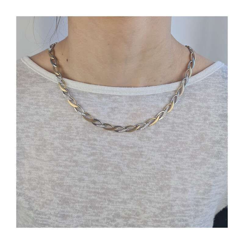 Naszyjnik srebrny łezki z cyrkoniami  OL RTN55 GOLD próba 925