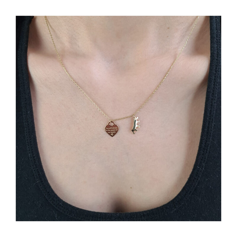 Naszyjnik złoty serce z napisem i korona/rolo AR VX5FOR6N6951-LS próba 585