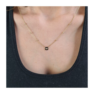 Naszyjnik złoty kwadrat z czarną emalią i cyrkonią/rolo AR VXFFOR6N7758-III-2-DC-FCZ próba 375