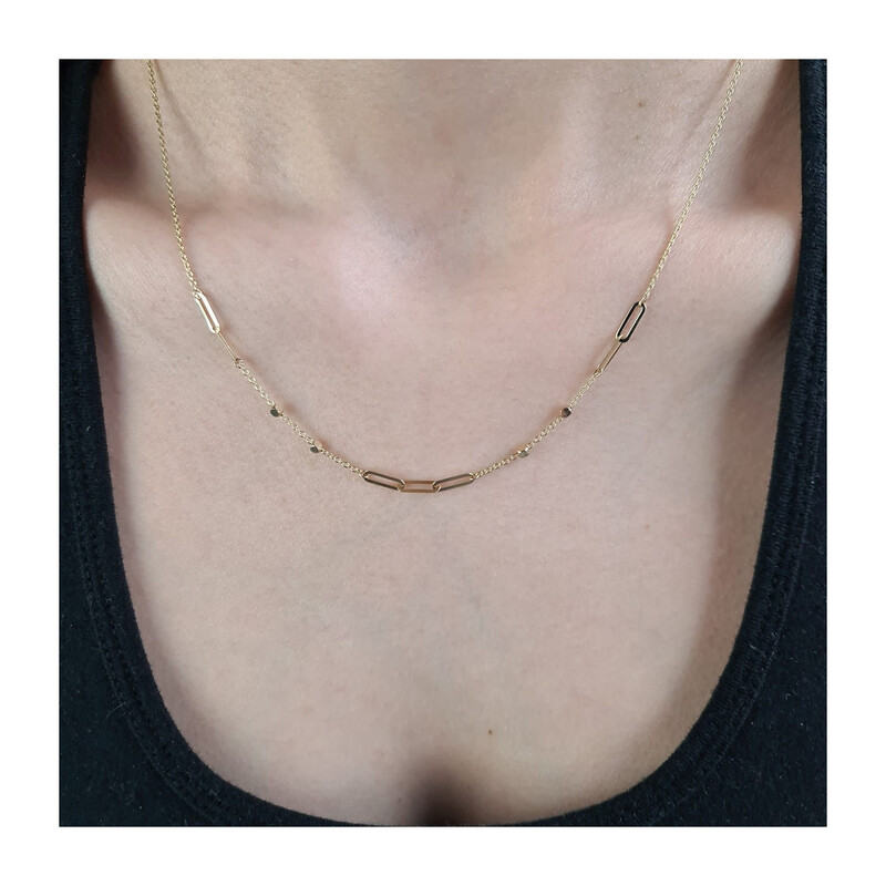 Naszyjnik złoty owalne ramki i bryłki/rolo AR X3FOR7N5444-DC próba 585