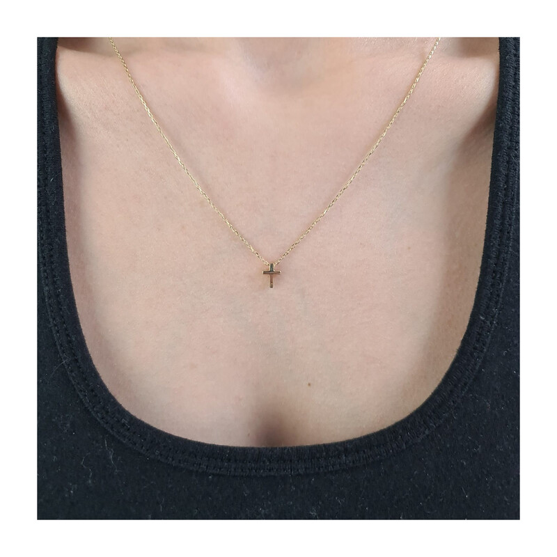 Naszyjnik złoty wypukły krzyżyk/rolo  AR X4FOR6N6642-II próba 585