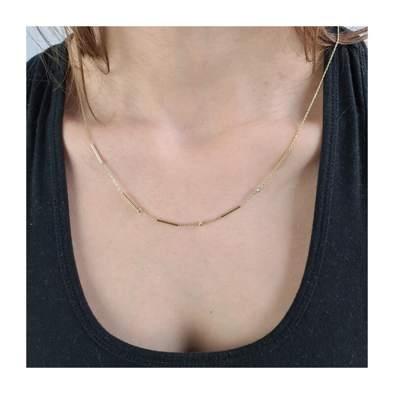 Naszyjnik złoty pałki i grawerowane kulki/rolo AR X5FOR6N7676-IV-MDC próba 375